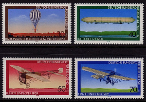 ФРГ 1978, Воздухоплавание,  Авиация, Самолеты, Дирижабли, 4 марки